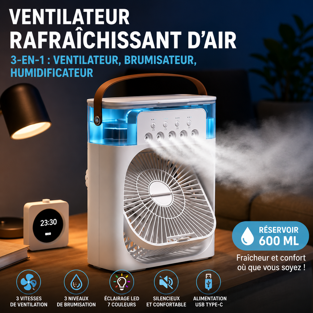 AirCool™ | Ventilateur Rafraîchissant 3-en-1